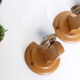Duo of wooden appliques and tulip globe in scrambled glass, based on brass