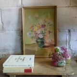 Tableau ancien au bouquet