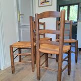 4 brutalist straw chairs
