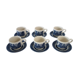 6 Vintage Blue Willow CHURCHILL Cups and Saucers, England
