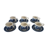6 tasses et soucoupes vintage bleu Willow Churchill, Angleterre