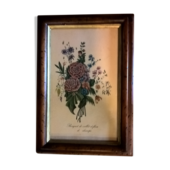 Wooden frame representing a romantic bouquet