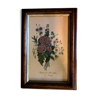 Cadre en bois représentant un bouquet romantique