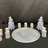 2211826 Vintage service with Breton liqueur cups and carafes ceramic XXth