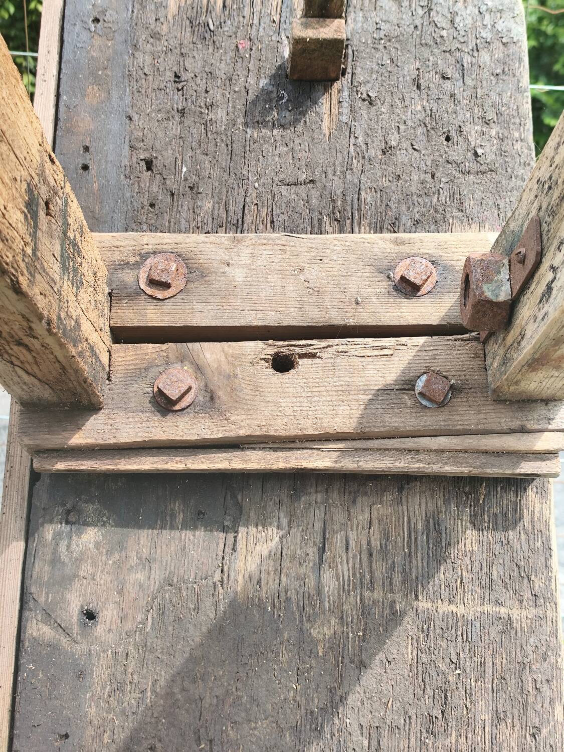Old small 160 cm carpenter's workbench in solid oak