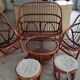 Sofa armchairs and coffee table in vintage rattan of six pieces
