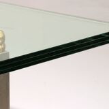 Peter Ghyczy glass coffee table with stainless steel frame Biri T29