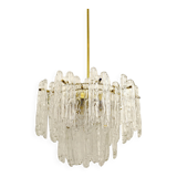 Frosted glass and brass chandelier by Kinkeldey, Germany, 1960s.