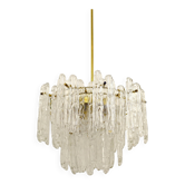 Frosted glass and brass chandelier by Kinkeldey, Germany, 1960s.