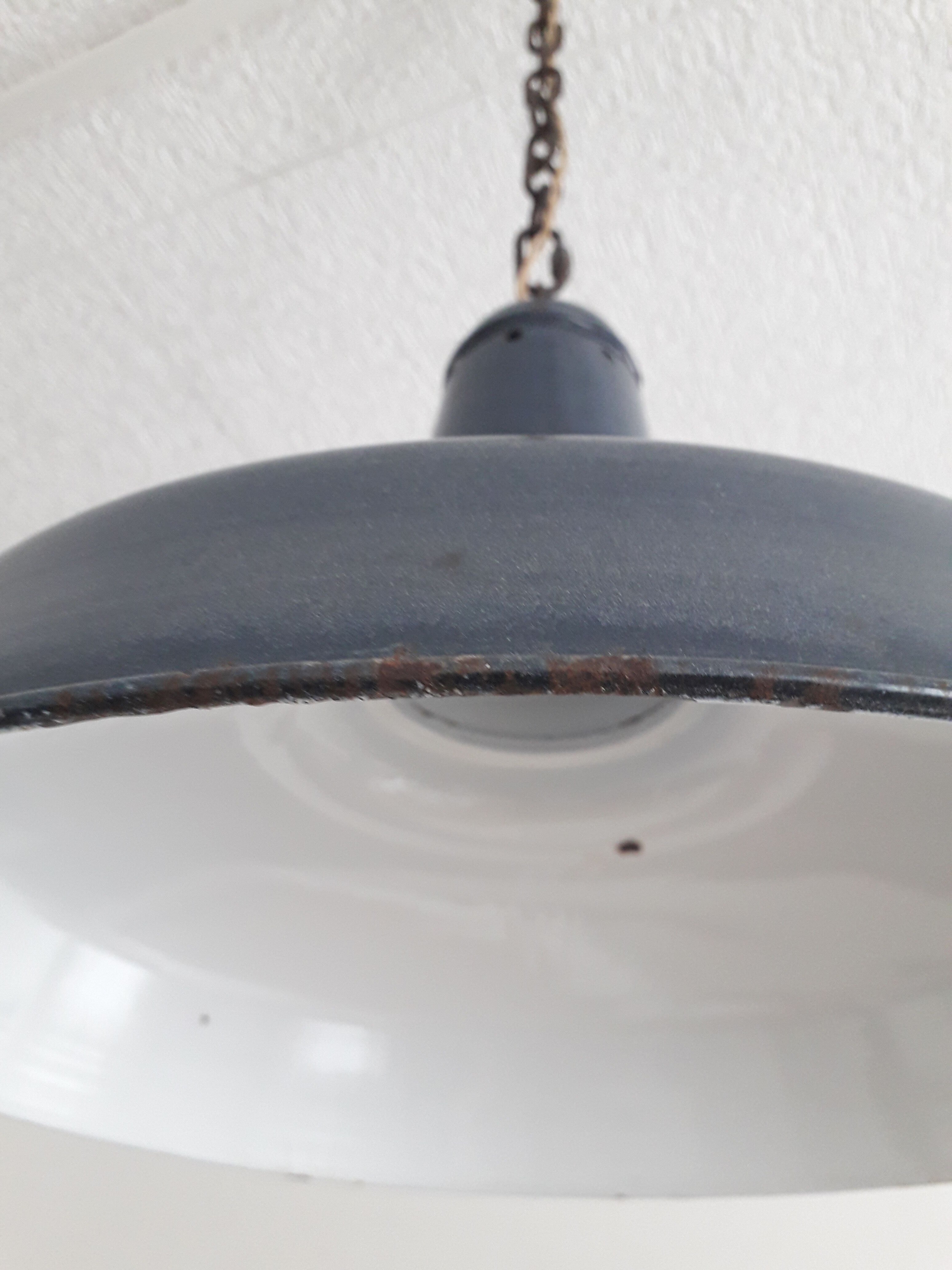 Industrial suspension XXL - Blue and white enamelled sheet - 1940