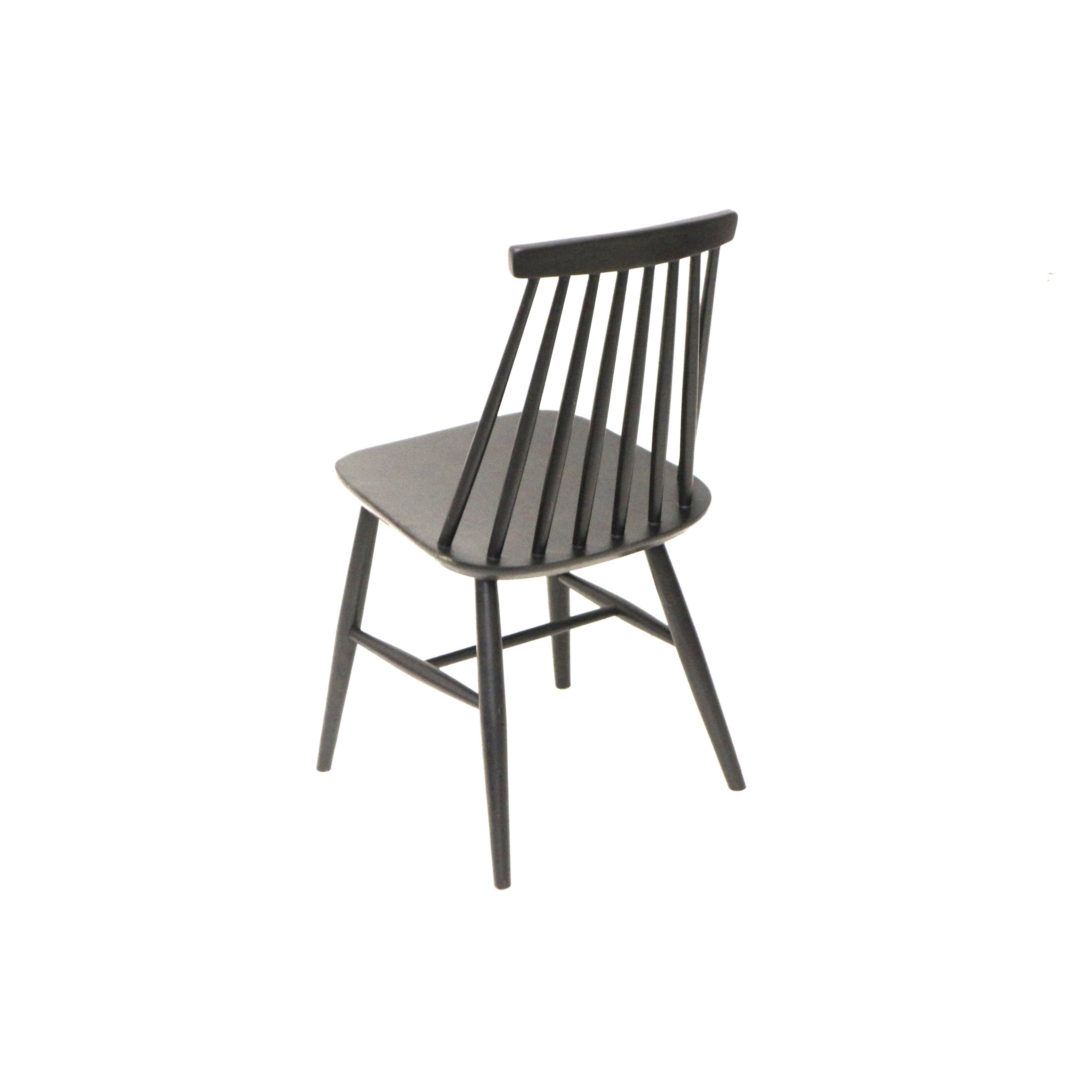 Vintage matt black slatted chair from the 60s