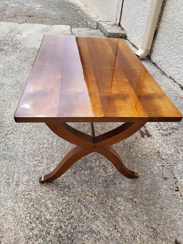 Table basse style bateau en acajou blond