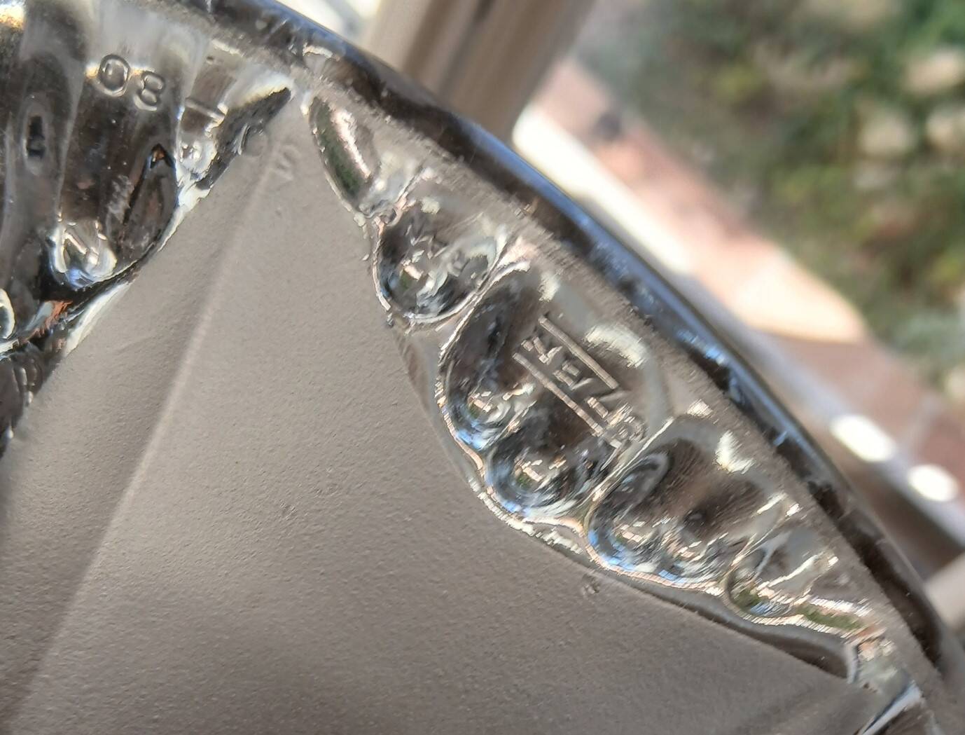 Art Deco glass suspension light signed Ezan
