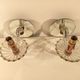 Pair of old glass  wall light and mirror vintage twisted arms
