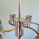 Space Age chandelier in chrome metal and brass, 1970s