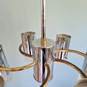 Space Age chandelier in chrome metal and brass, 1970s