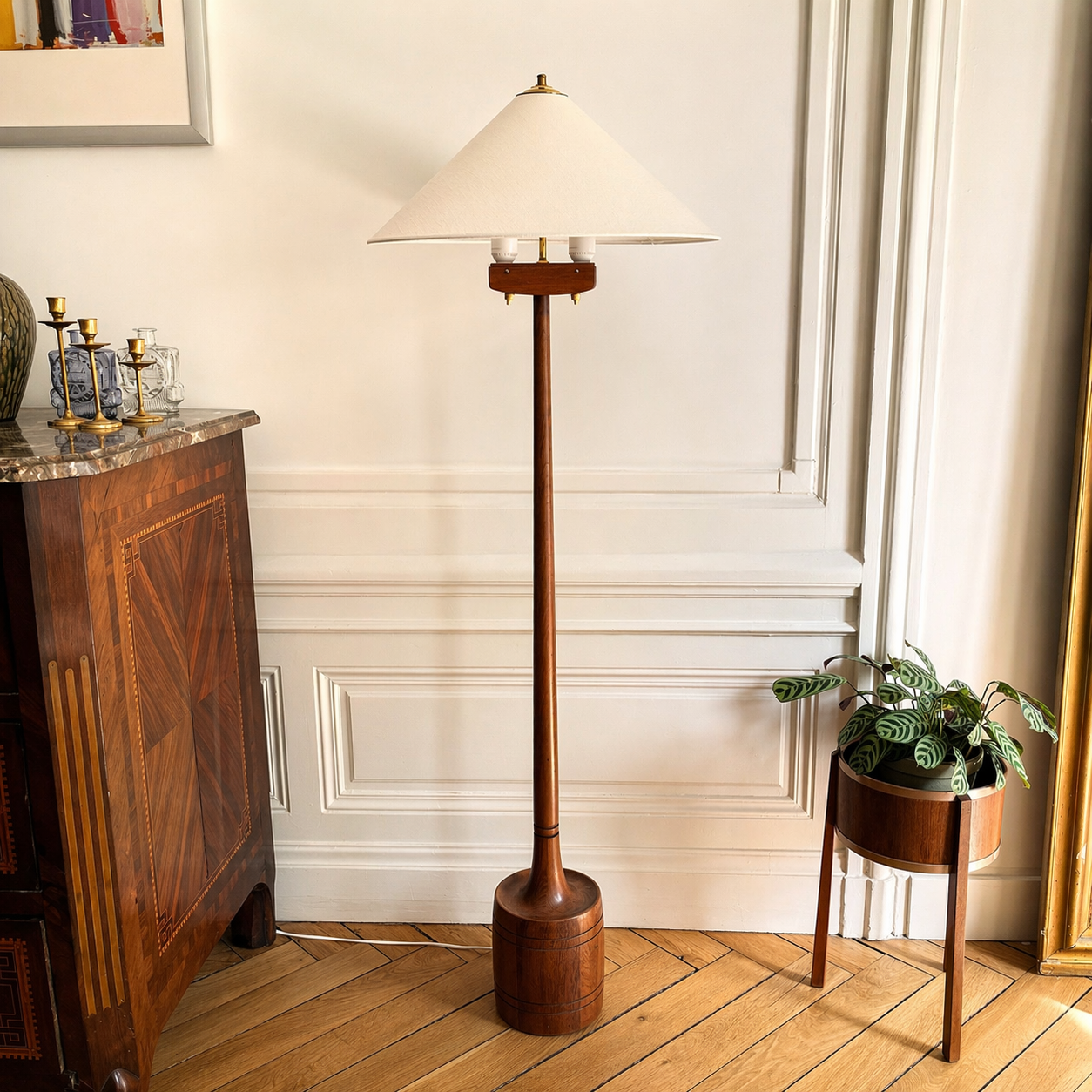 Vintage Scandinavian floor lamp, teak, Tranås Stilarmatur, Sweden, 1960