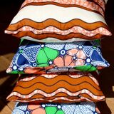 4 coussins 40x40cm covers made in 2 different wax assorted