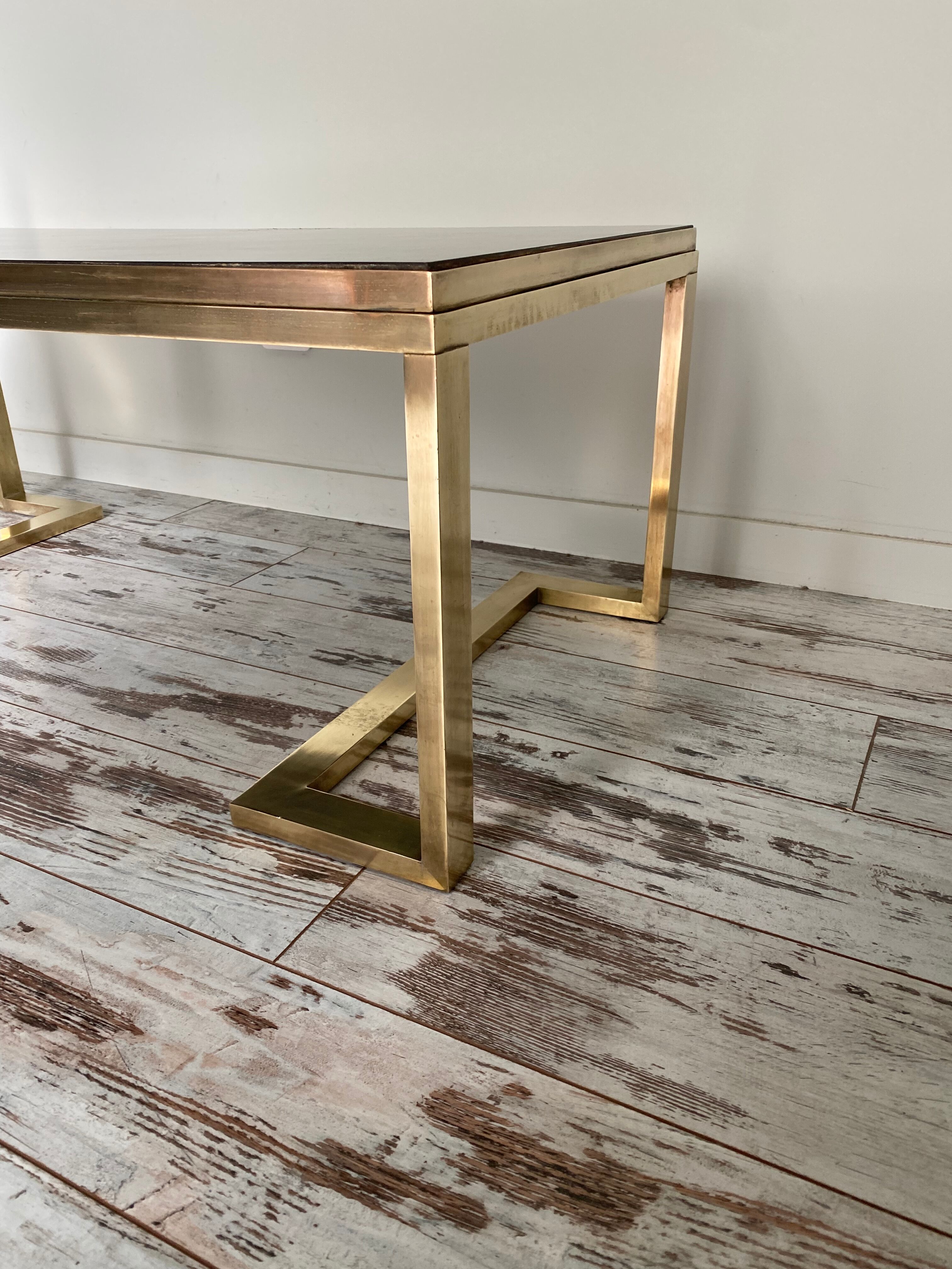 COFFEE TABLE WITH GILDED BASE WITH REVERSIBLE TOP circa 70