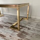 Table basse à piétement doré à plateau réversible circa 70