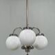 1930s Czech Art Deco Chandelier with Three Opaline Glass Globes
