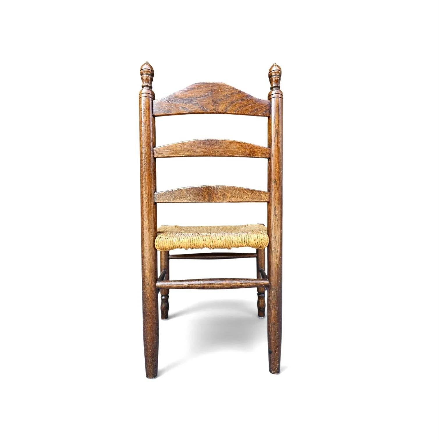 3 x Antique provincial ladderback child's chair / rush seat / 1930s