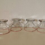 set of 4 ice cream cups, transparent glass dessert, octagon shape