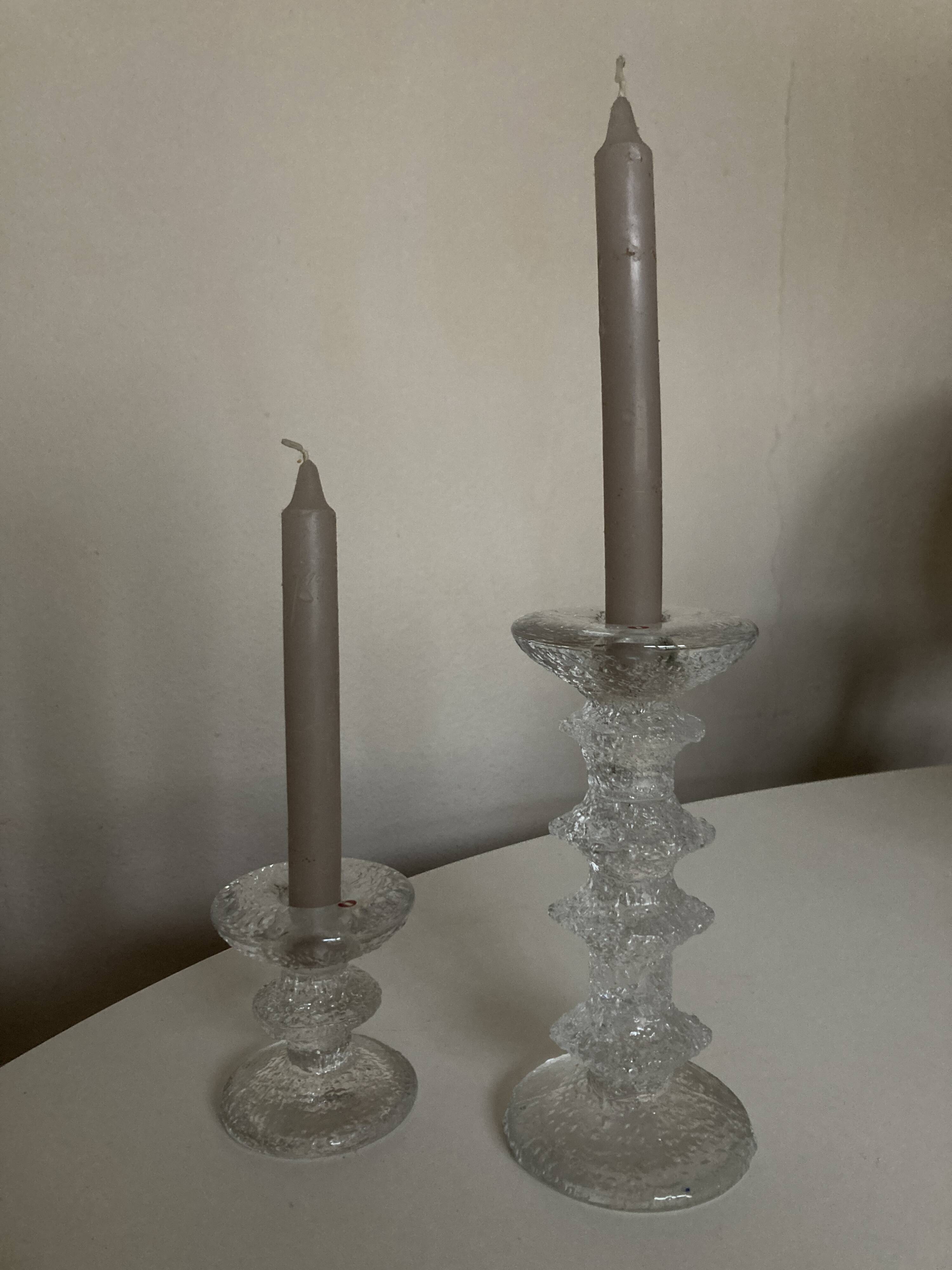 Pair of Festivo Timo Sarpaneva candlesticks 1972 for IIttala Finland