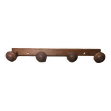 Old coat rack with 4 vintage wooden hooks