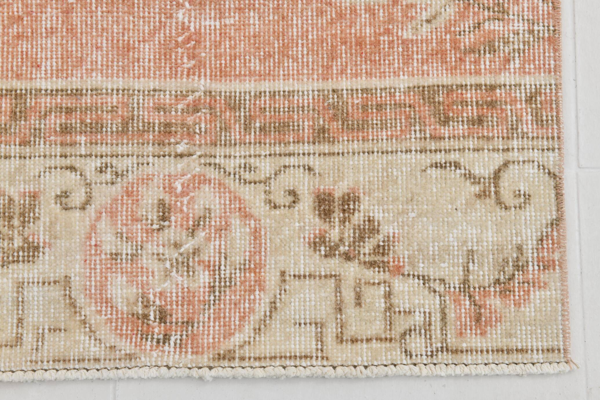 Pale Red & Beige Turkish Runner Rug, 71x301Cm