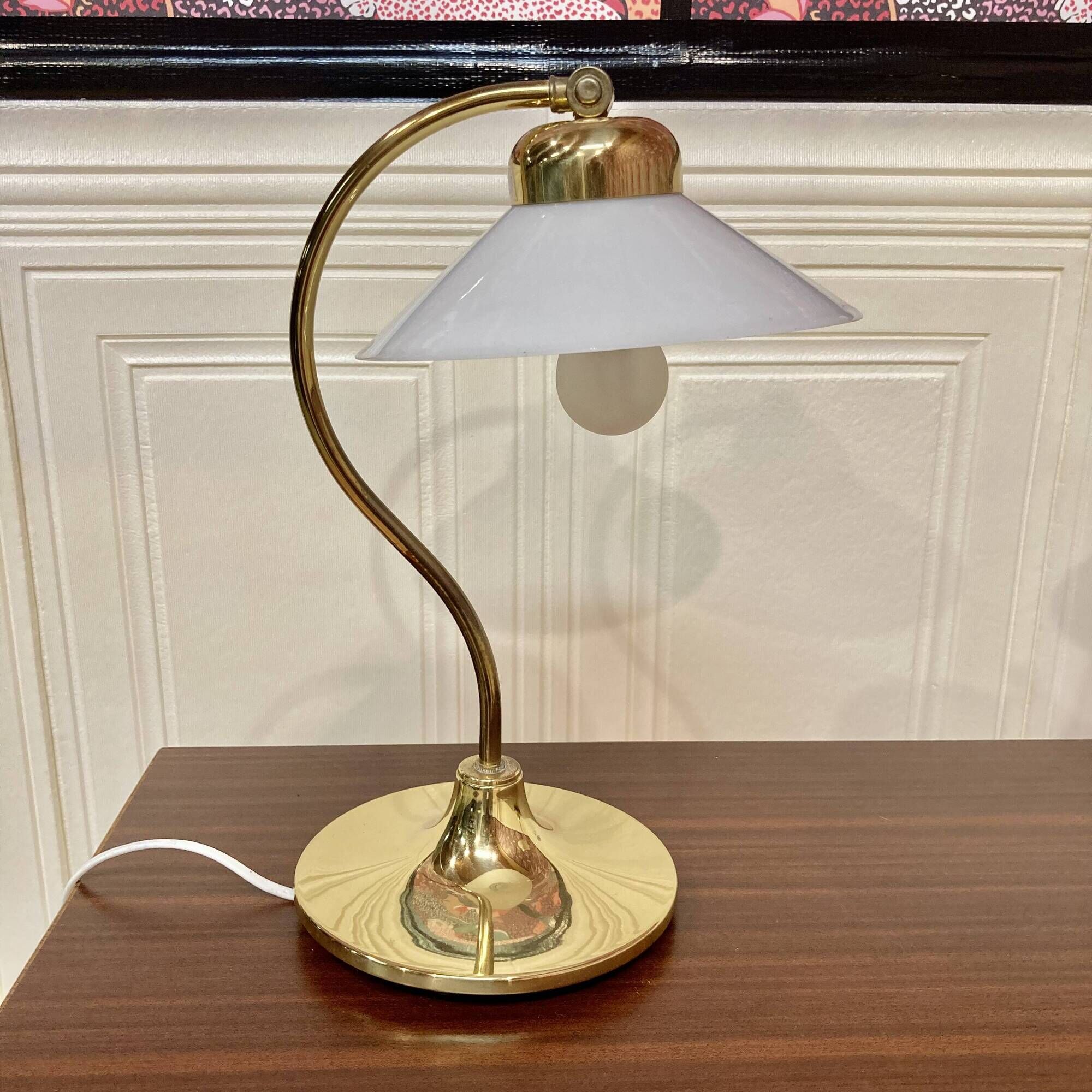 Pair of glass and metal lamps, Scandinavian design, 1960s.