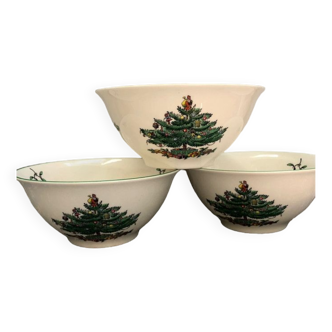 Lot de 3 petits bols en porcelaine anglais Arbre de Noël Spode