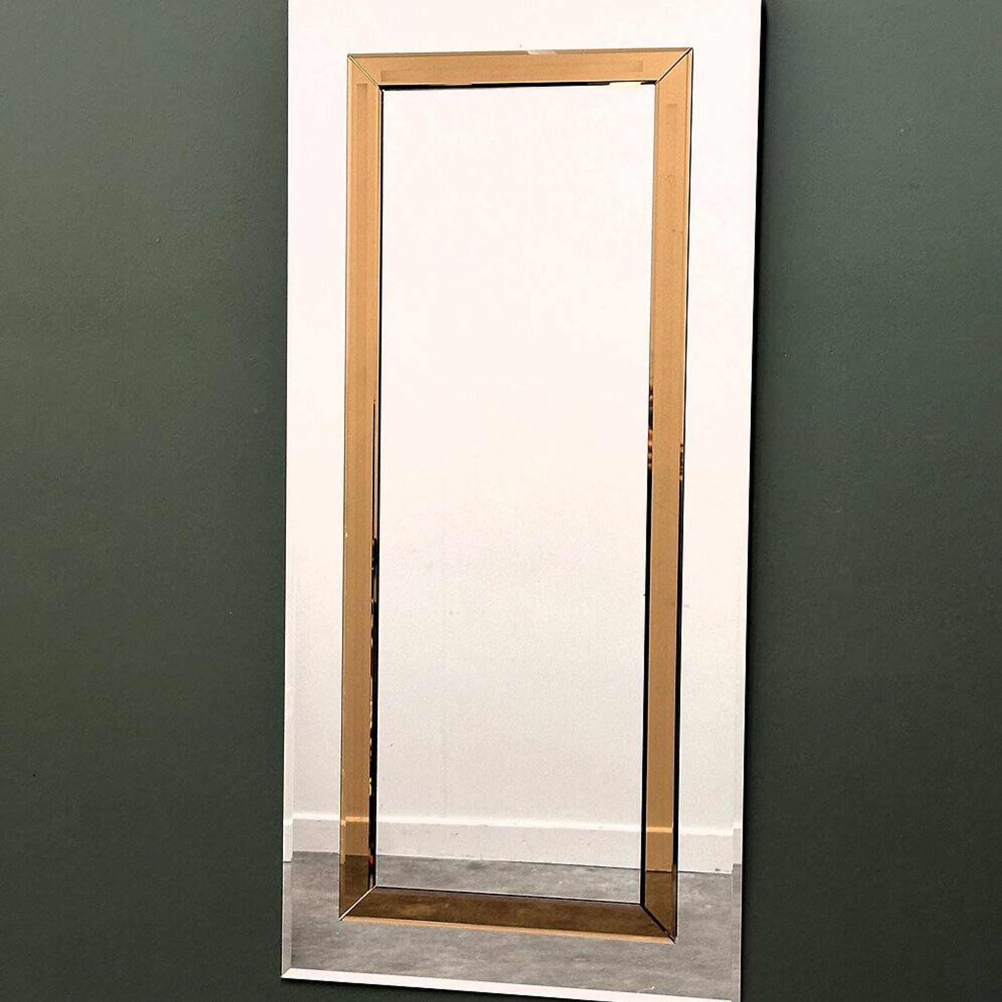 Large German beveled mirror with bronze-tinted border by Schöninger, 1980s