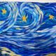 Starry night landscape painting oil on canvas