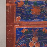 Coffre ancien peint à la main avec des motifs floraux (Année 1907) #100