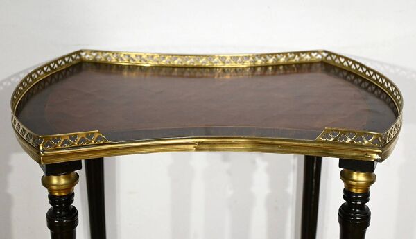 Table volante à double plateau en acajou et poirier noirci, style Napoléon III – 1930
