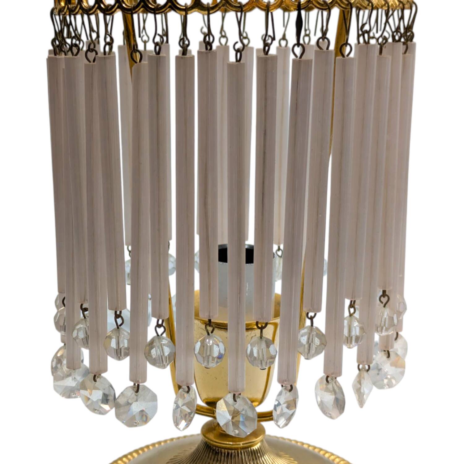 Vintage brass table lamp – with crystal drops and Art Deco style