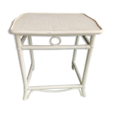 Small vintage white rattan table