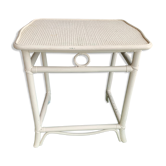 Table rotin blanche vintage