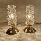 Pair Vintage Bubble Glass Lamps
