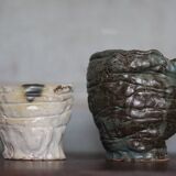 Pair of signed glazed stoneware vases, plant pot, cache-pot.
