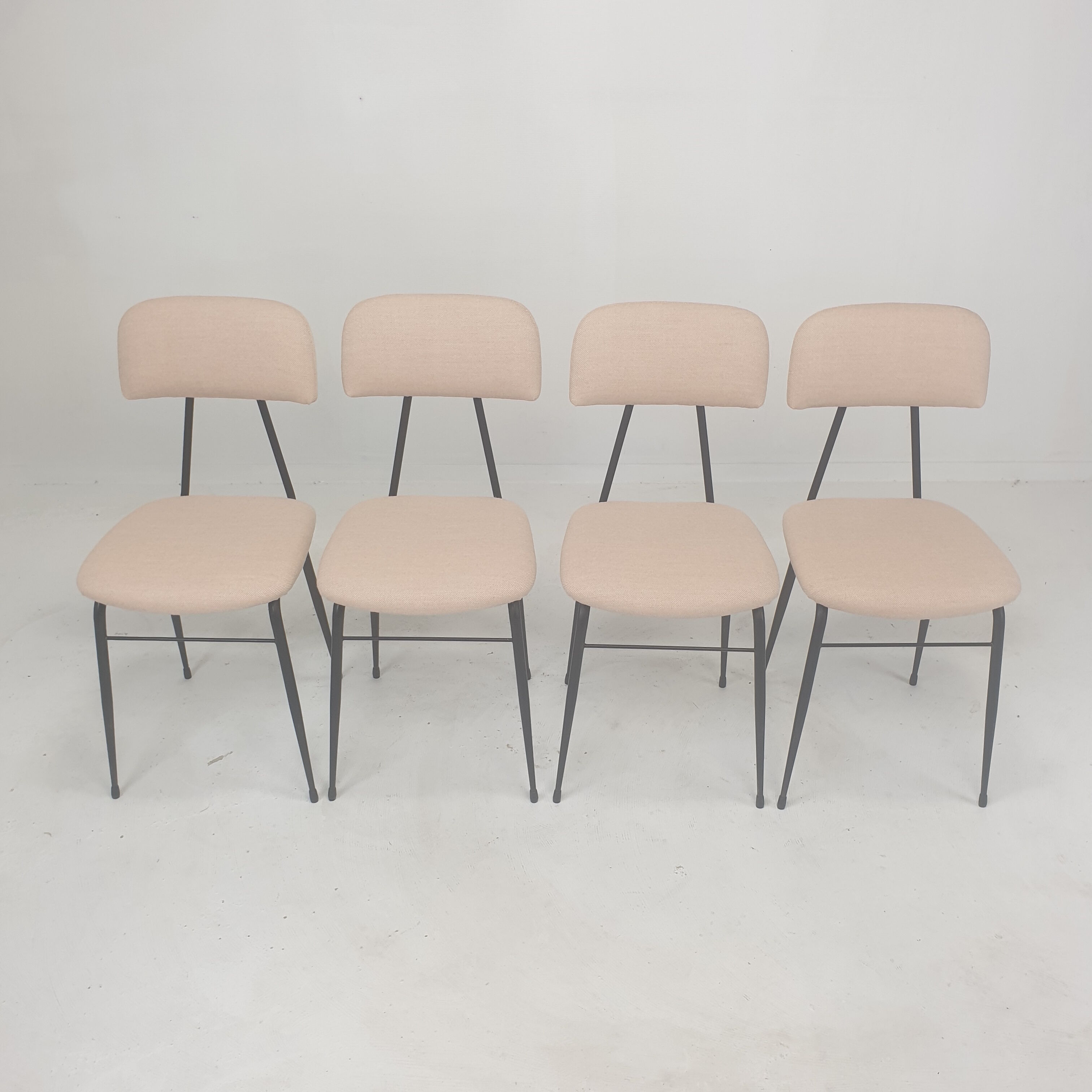Set of 4 Italian Metal Dining Chairs, 1960's