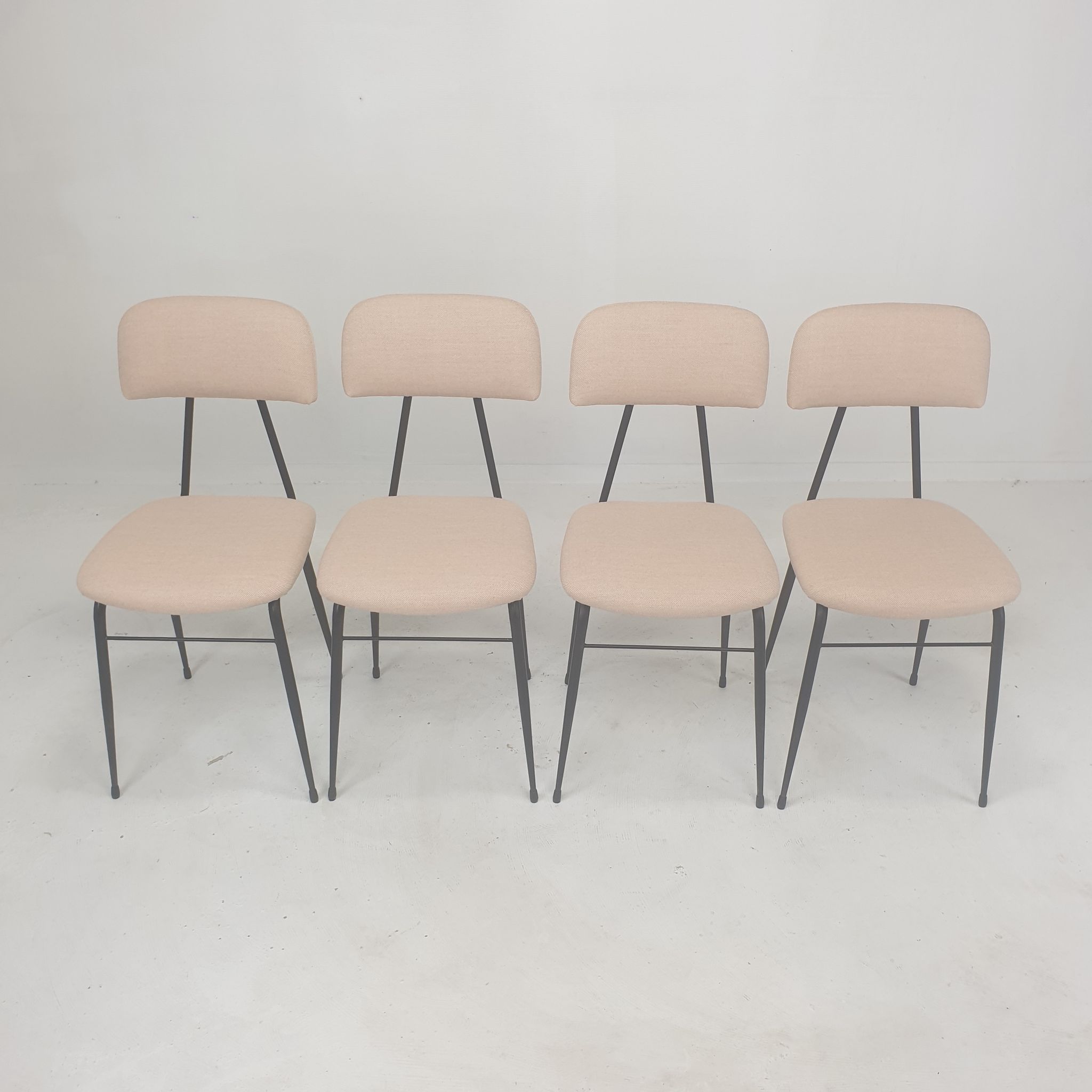 Set of 4 Italian Metal Dining Chairs, 1960's