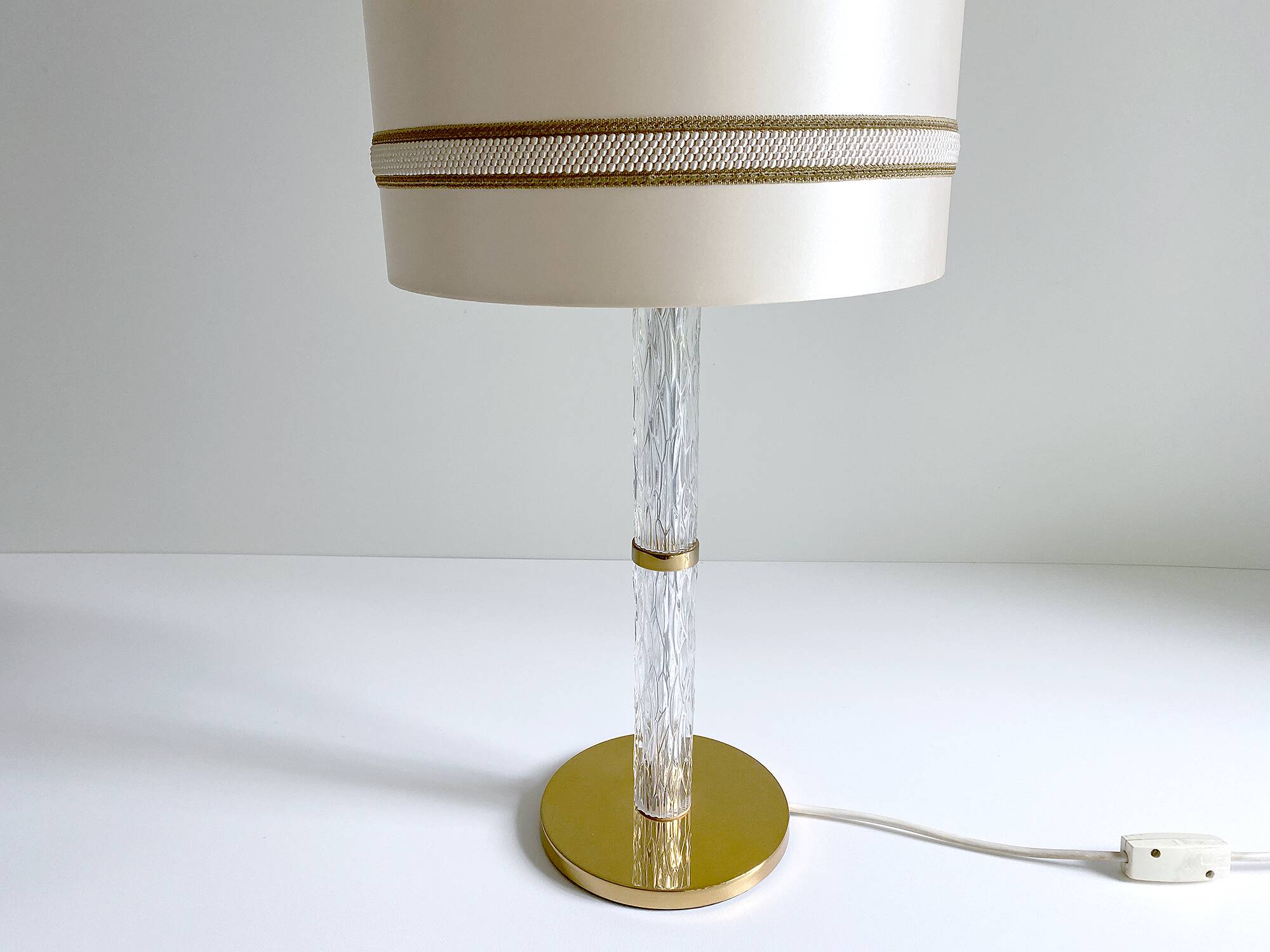 Large Vintage Glass Brass Lamp