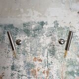 Pair of brushed metal wall lamps 70s