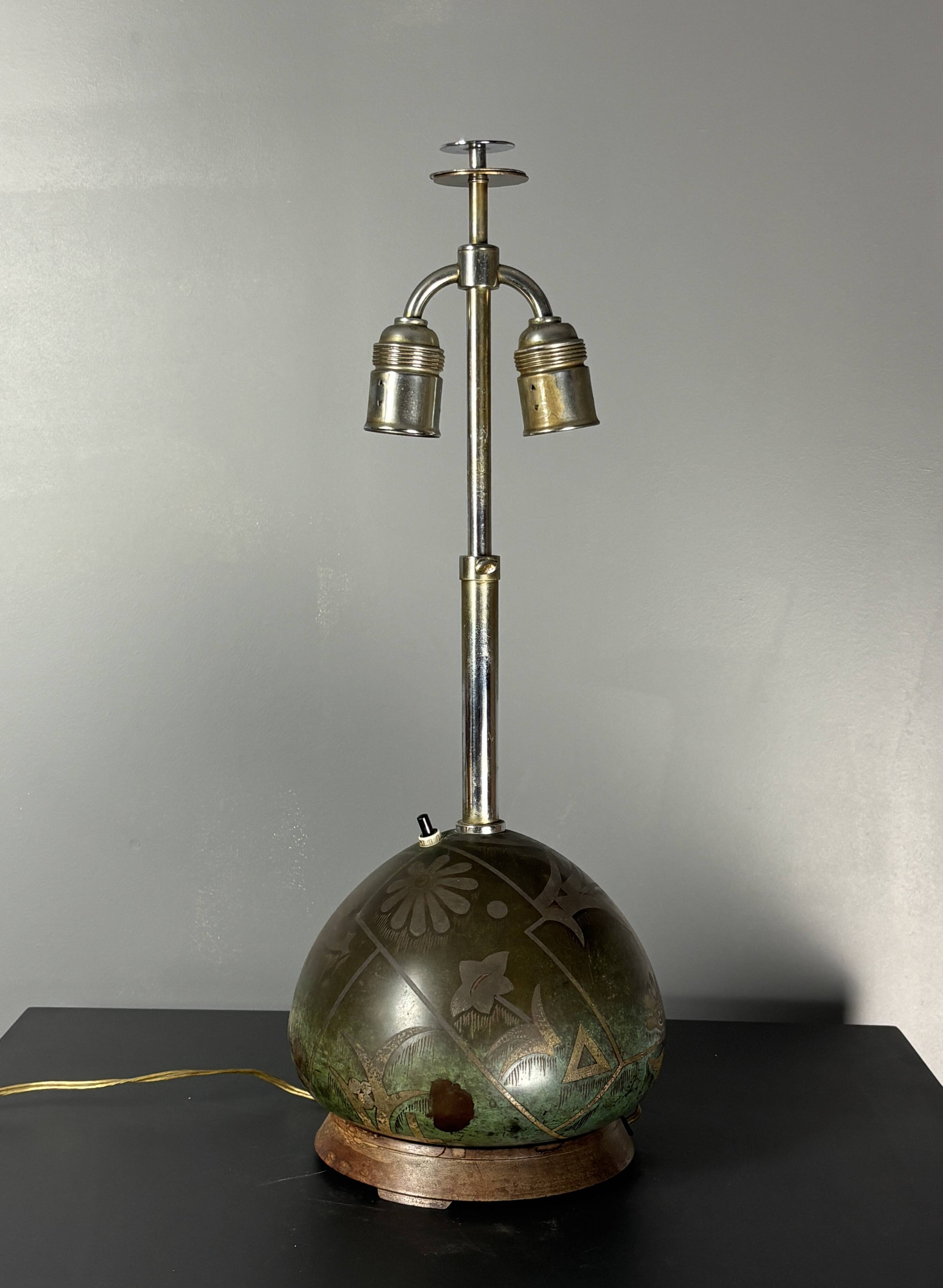 Art deco table lamp by Paul Haustein for WMF Ikora, Congo series, 1920s