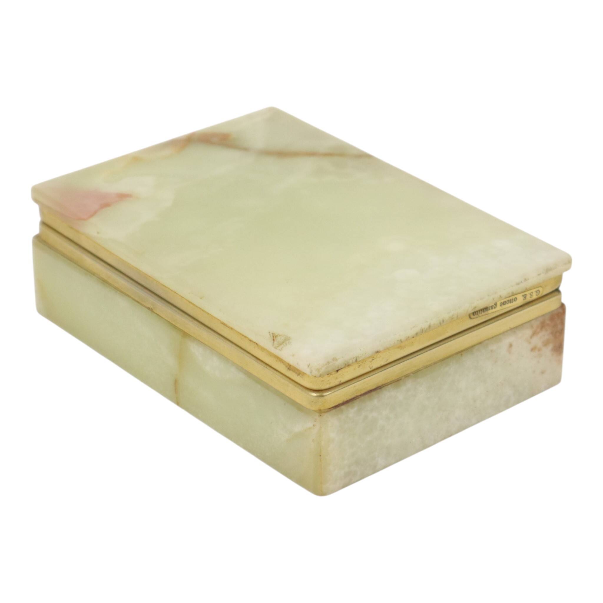 Vintage Italian Smoker's Box Jewelry Box Onyx Natural Stone
