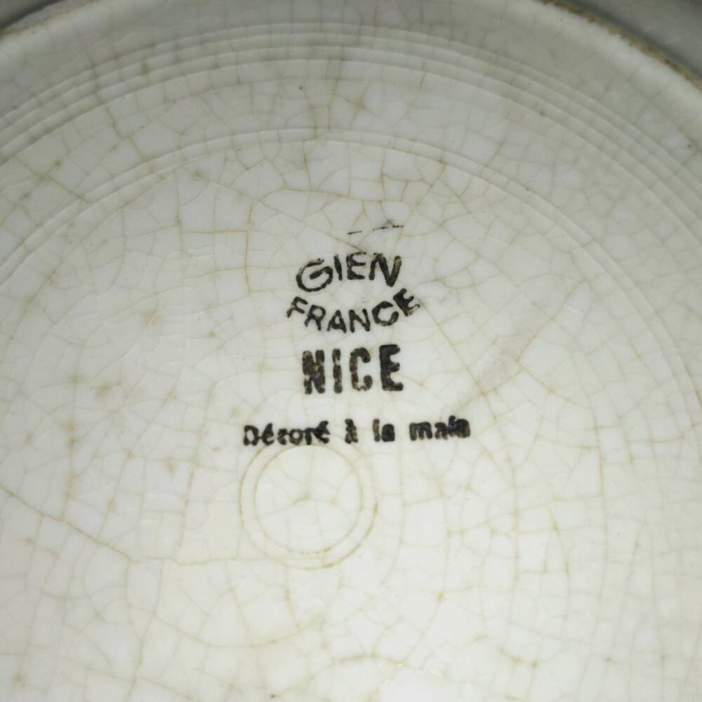 Flat Plate in Gien Earthenware hand decorated - Vintage 1940