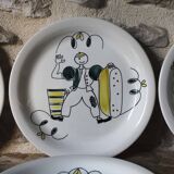 Set of 6 ceramic plates Stavangerflint Norway