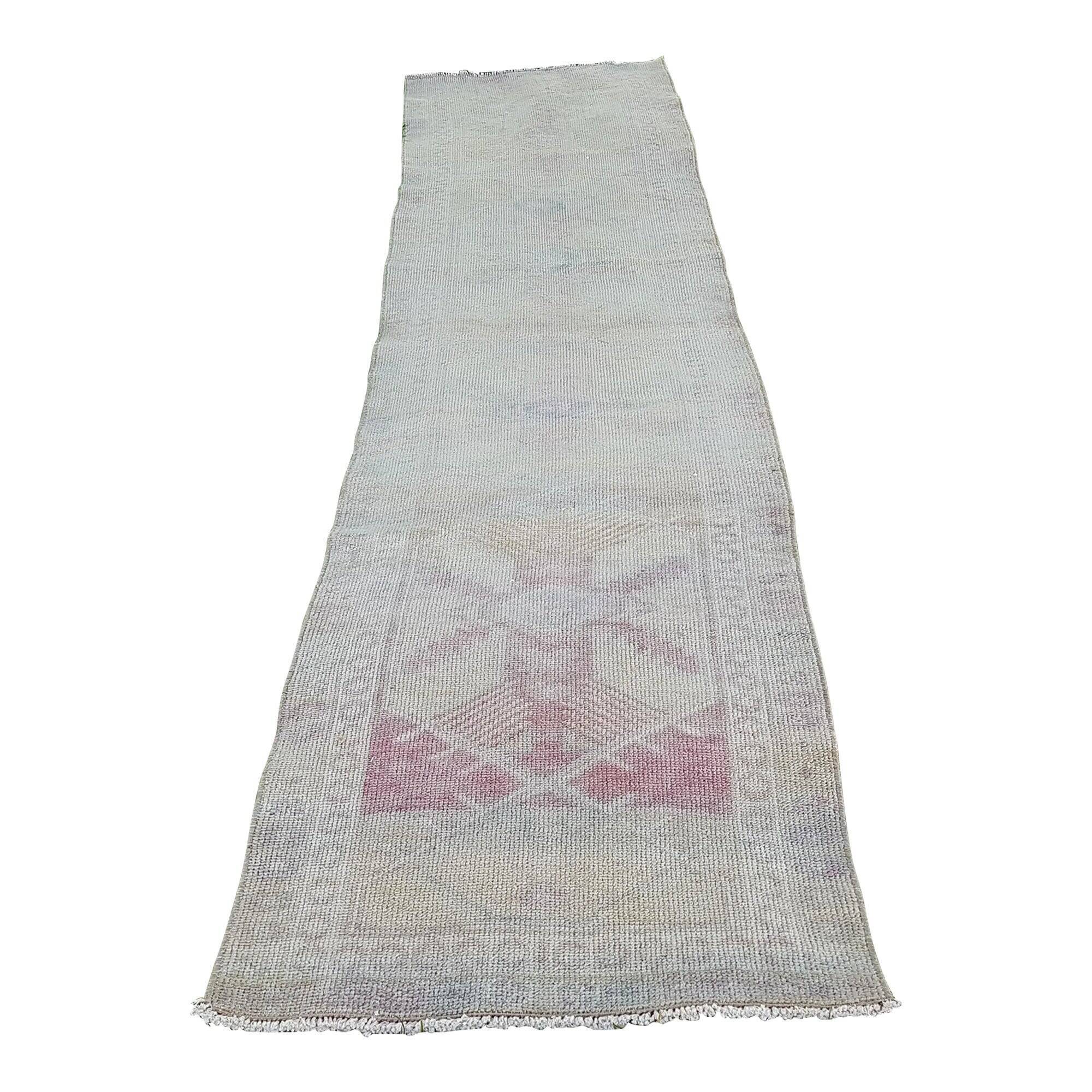 Vintage Turkish hallway rug 87x370 cm